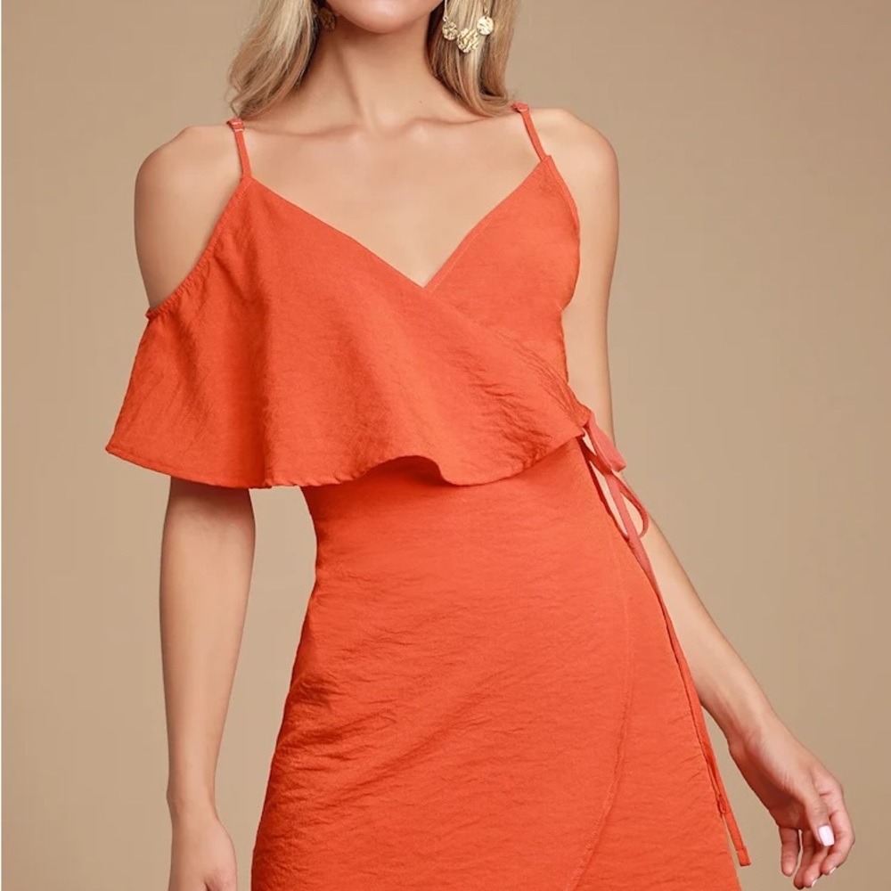 Lulu's One Shoulder Orange Dress